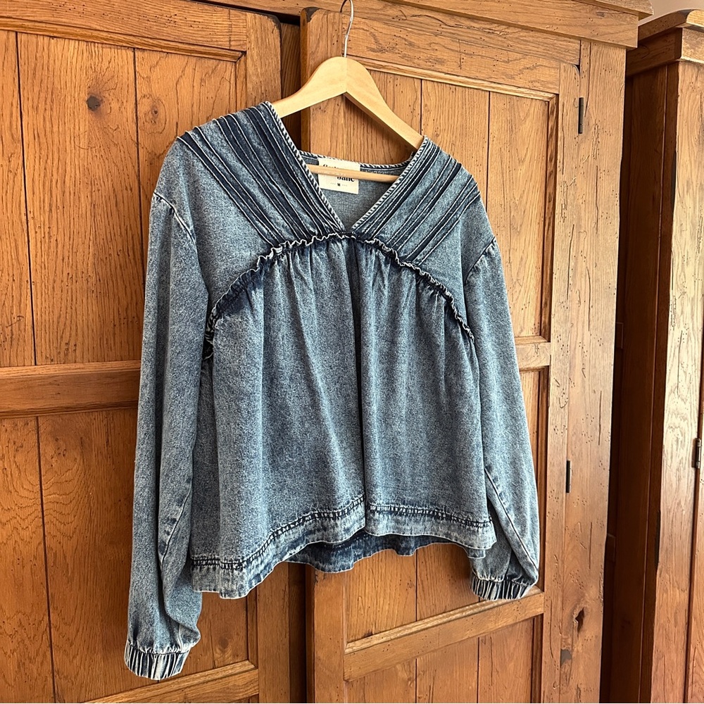 Savanna Jane Denim Peasant Blouse